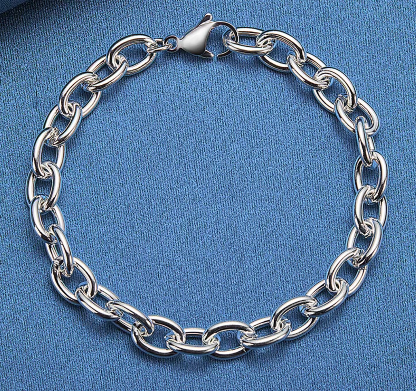 925 Sterling Silver Lobster Clasps Chain Bracelets 8 inches Oval link 8.5 mm